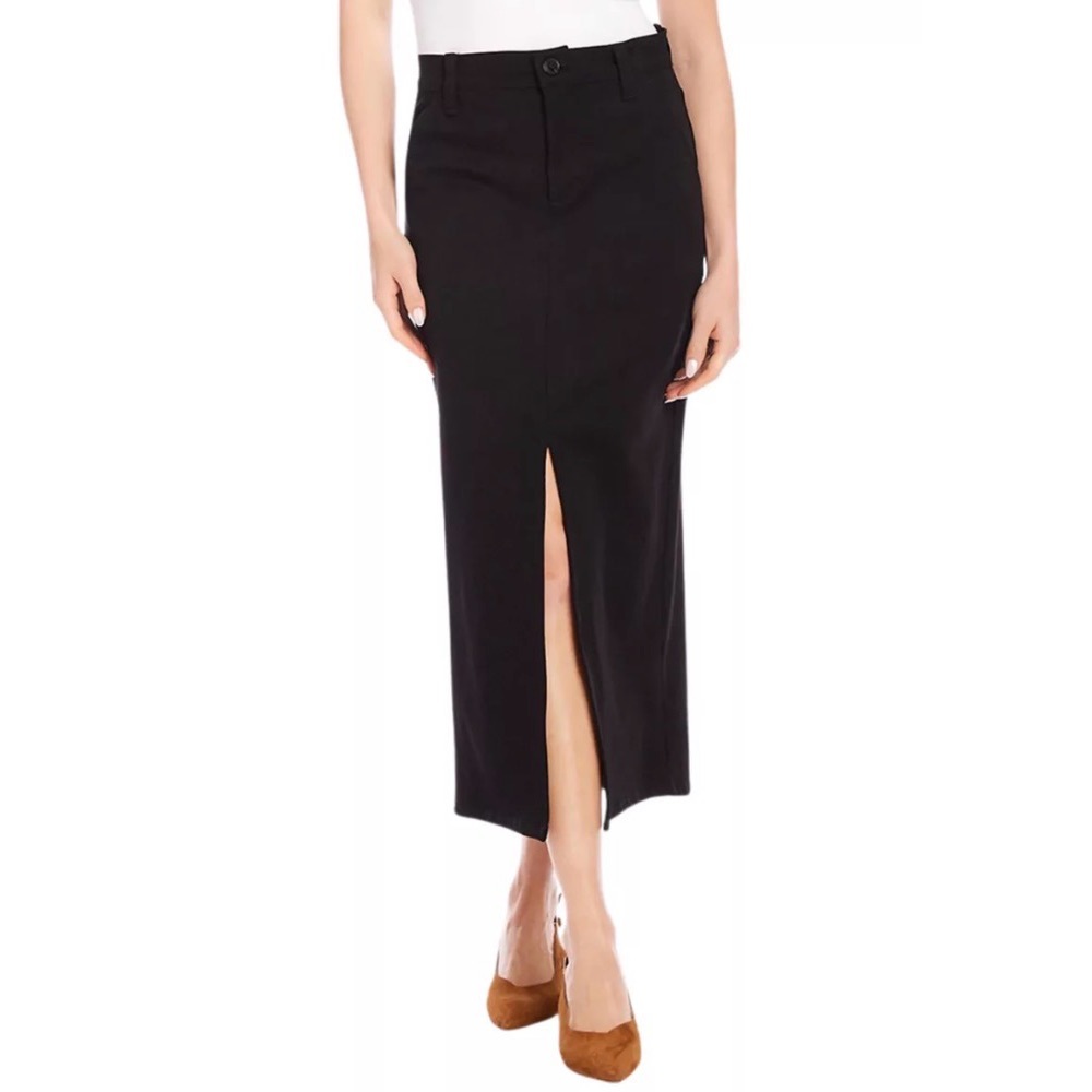 NWT Karen Kane Chelsea black midi skirt with front slit Size 8